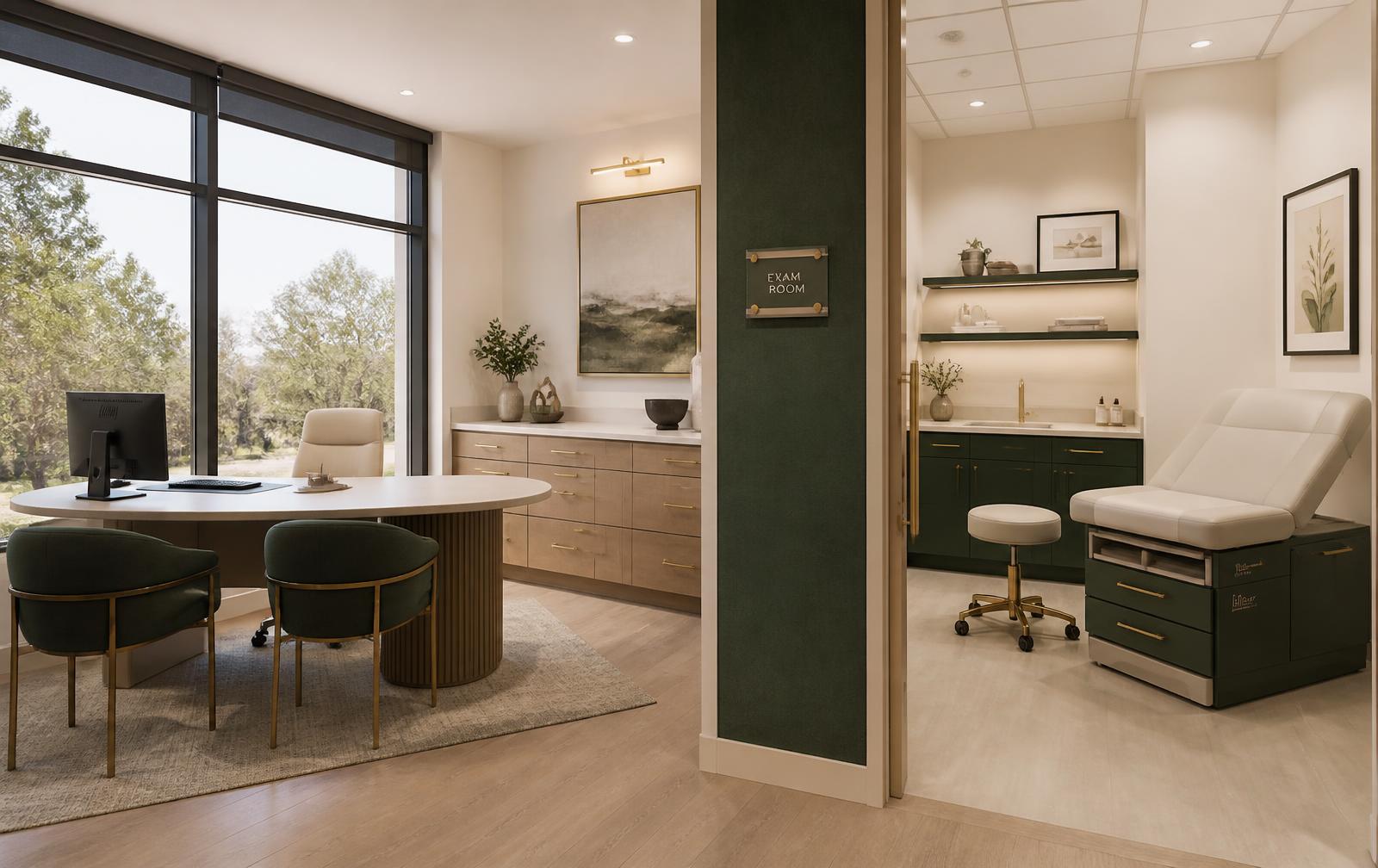 Modern medical office suite interior with exam room in Buckhead, Atlanta